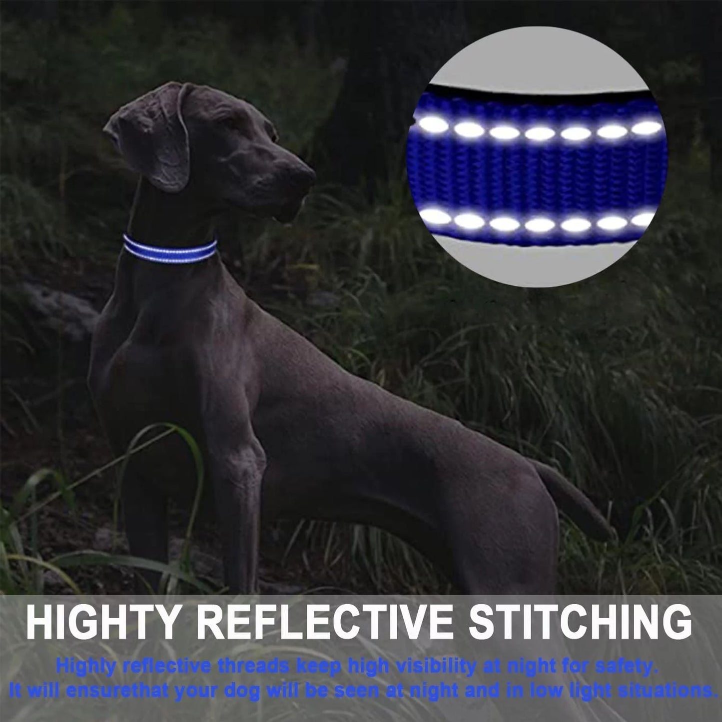 HKEEY Dog Collar, Adjustable Reflective Nylon Dog Collar Classic Solid Colors, Soft Neoprene Padding for Small Medium Sized Dogs Neck (9-14.2 Inch)